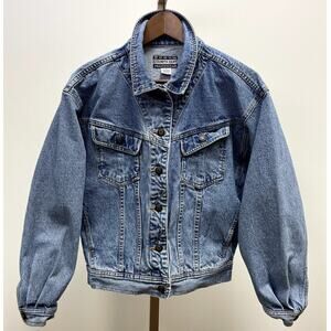 Vintage Nuovo County Seat Trucker Denim Jacket Size M 90s Unisex